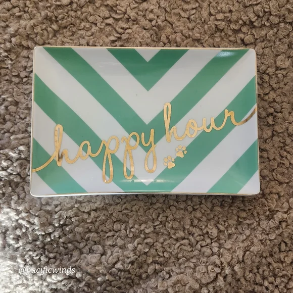 DOGHAUS CERAMIC TRINKET / CATCH ALL DISH GREEN & GOLD  LIKE NEW!        ☆ - Picture 3 of 6